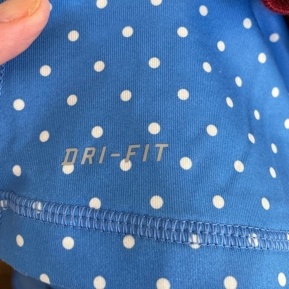 Nike Pro Dry Fit Blue/White Running Jacket 1/2 Zip Polka Dot Pullover Size M - Picture 13 of 15